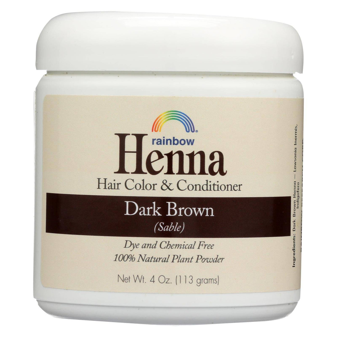 Rainbow Research Henna Hair Color And Conditioner Persian Dark Brown Sable - 4 Oz | OnlyNaturals.us