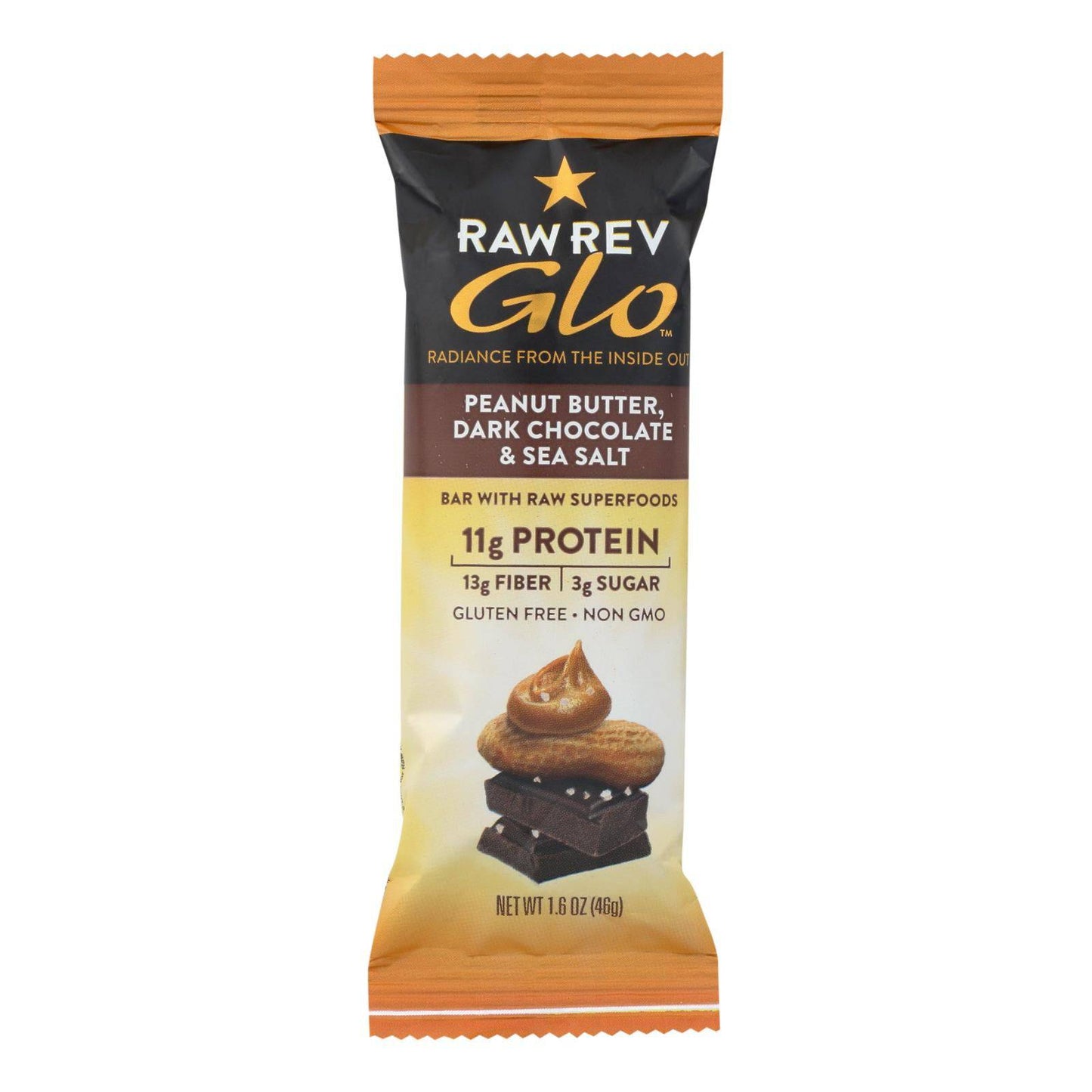 Raw Revolution Glo Bar - Peanut Butter Dark Chocolate And Sea Salt - 1.6 Oz - Case Of 12 | OnlyNaturals.us