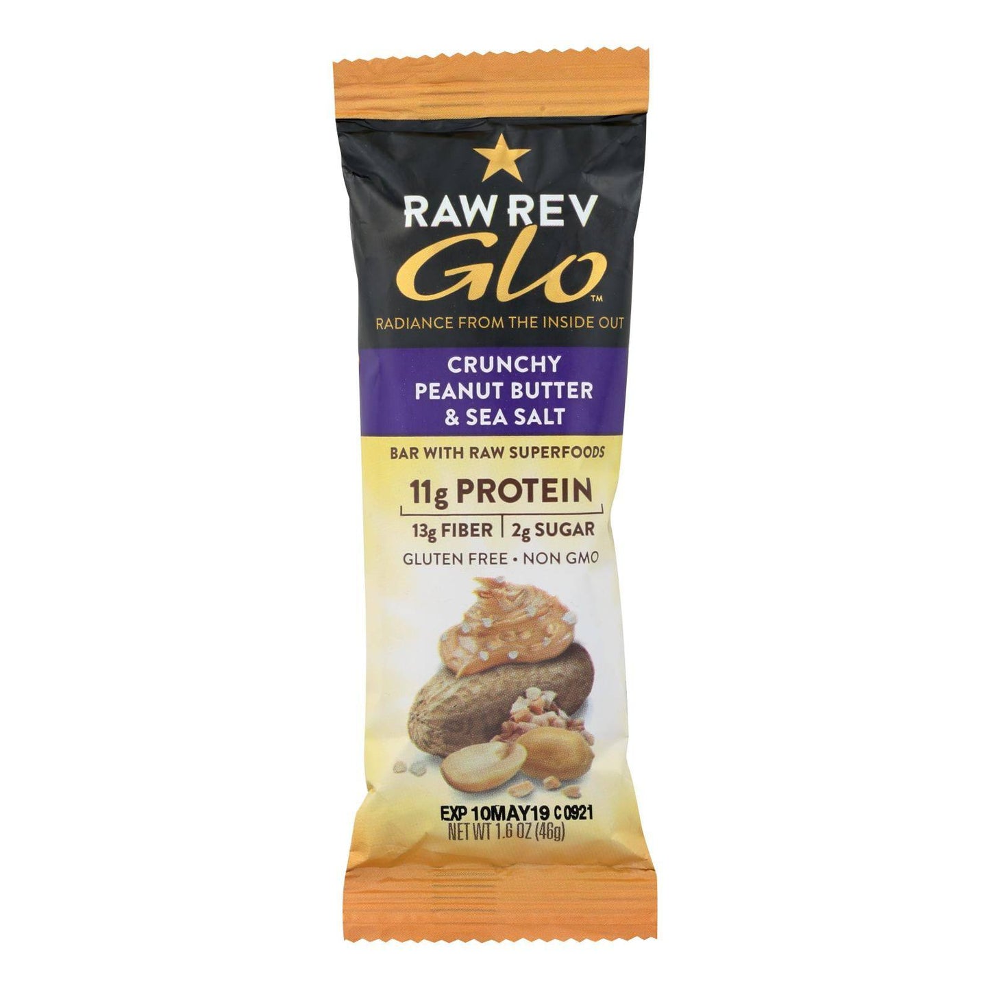 Buy Raw Revolution Glo Crunchy Bar - Peanut Butter And Sea Salt - Case Of 12 - 1.6 Oz.  at OnlyNaturals.us