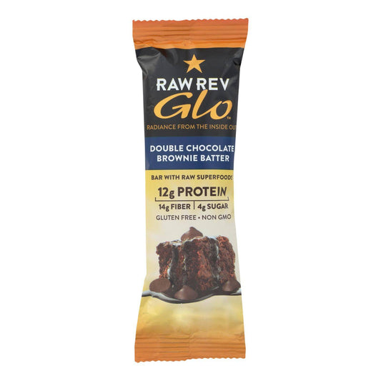 Raw Rev Glo Double Chocolate Brownie Batter Bar  - Case Of 12 - 1.6 Oz | OnlyNaturals.us