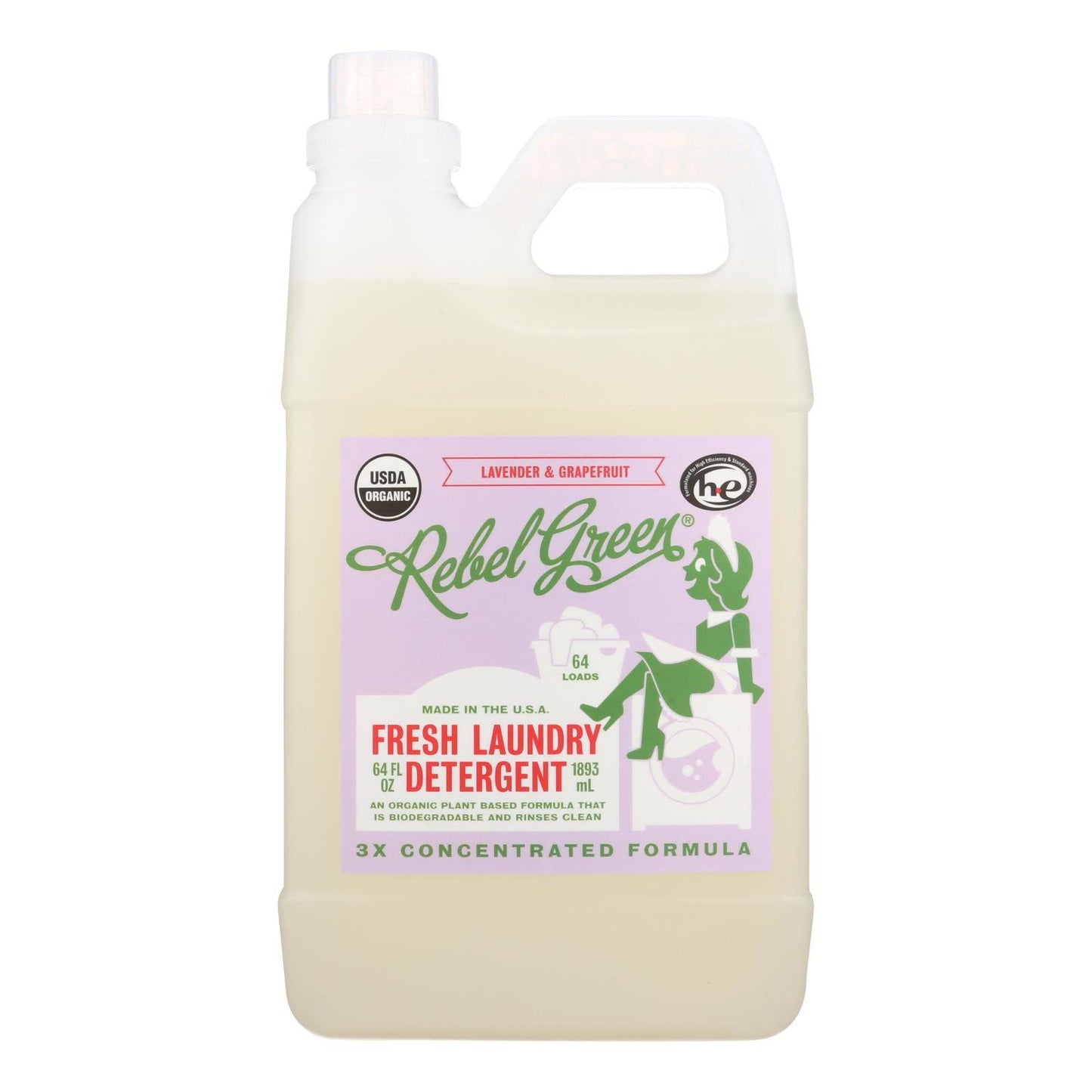 Rebel Green Laundry Detergent - Lavender And Grapefruit - Case Of 4 - 64 Fl Oz | OnlyNaturals.us