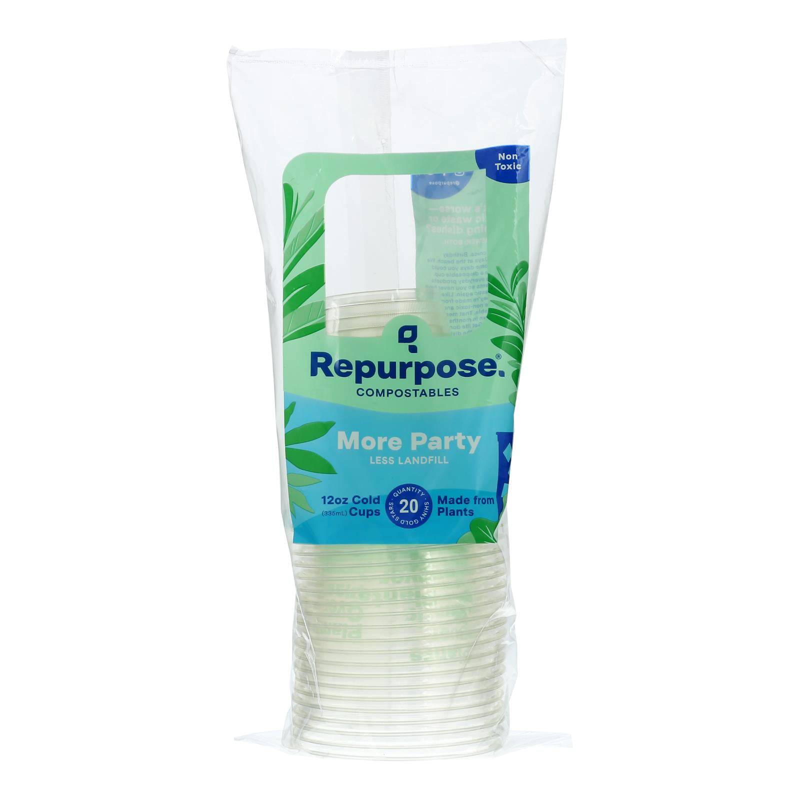 Repurpose Clear Compostable Cups - Case Of 12 - 20 Count | OnlyNaturals.us