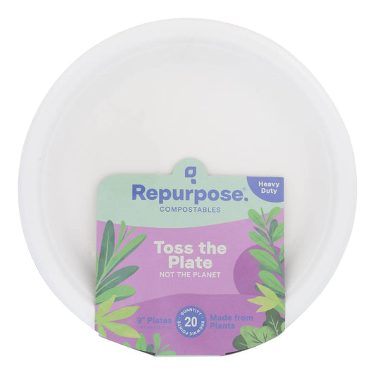 Repurpose Compostable Bagasse Plates - Case Of 12 - 20 Count | OnlyNaturals.us