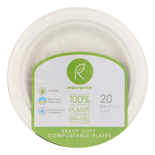 Buy Repurpose Compostable Bagasse Plates - Case Of 24 - 20 Count  at OnlyNaturals.us