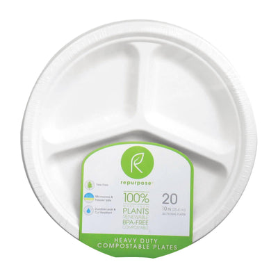 Repurpose Sectional Plates - Case Of 12 - 20 Count | OnlyNaturals.us