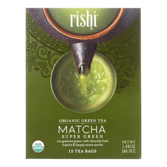 Buy Rishi Green Tea Blend - Matcha Super - Case Of 6 - 15 Bags  at OnlyNaturals.us