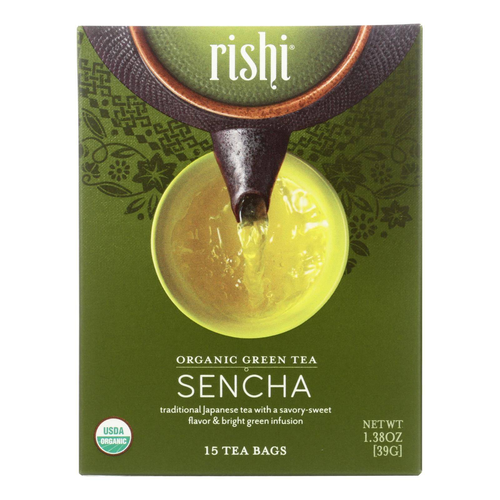 Buy Rishi Organic Green Tea - Sencha - Case Of 6 - 15 Bags  at OnlyNaturals.us