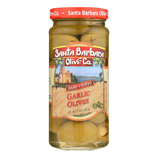 Buy Santa Barbara Hand Stuffed Garlic Olives - Case Of 6 - 5 Oz  at OnlyNaturals.us