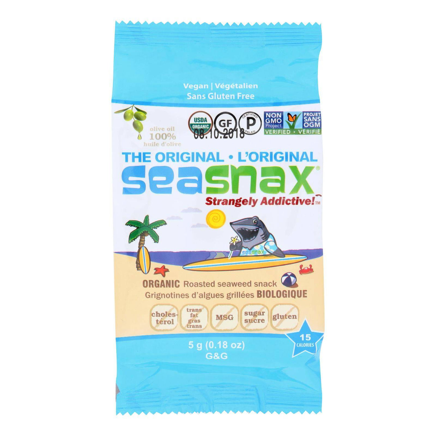 Buy Seasnax Organic Seasnax Original Roasted Seaweed Snack - Case Of 24 - 0.18 Oz.  at OnlyNaturals.us