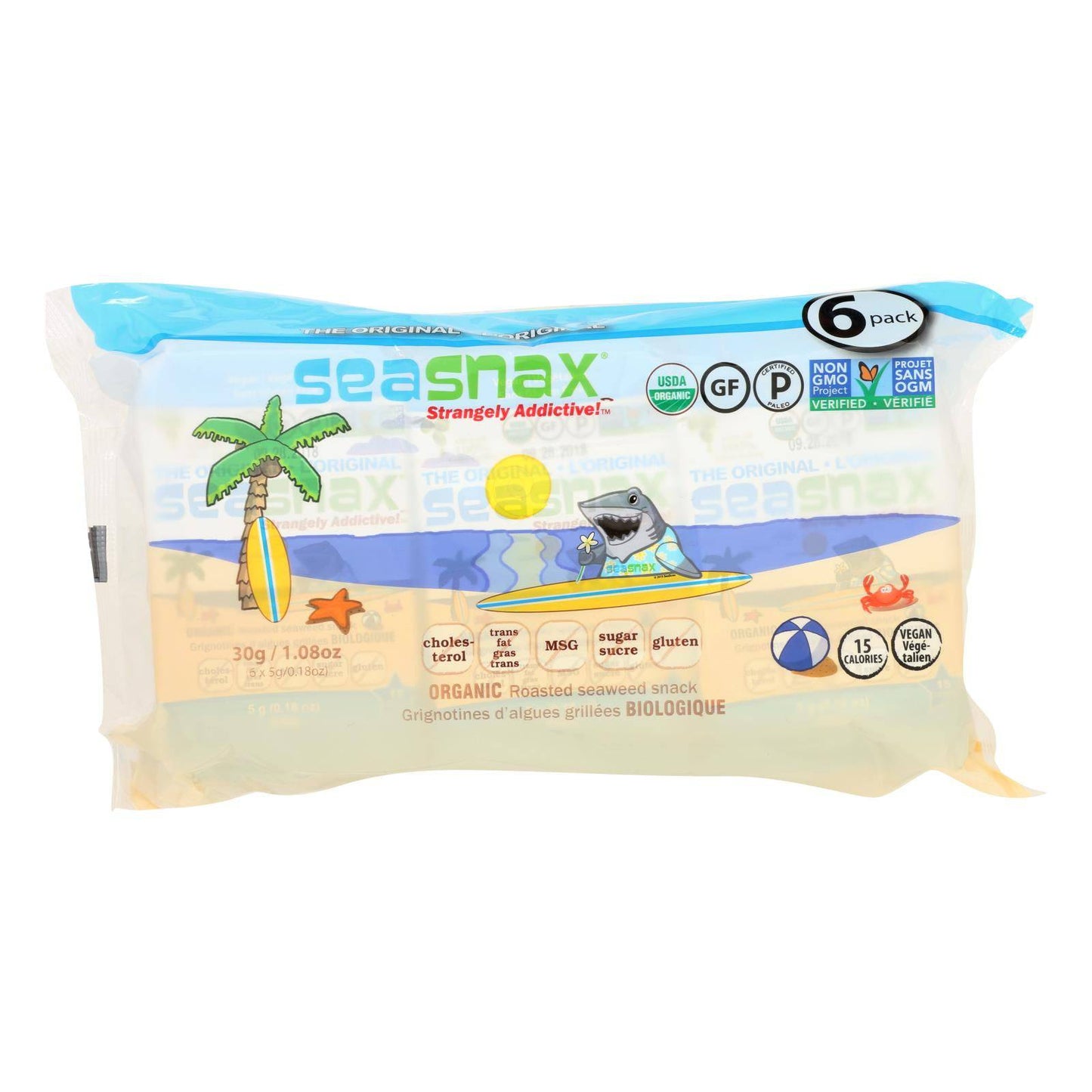 Seasnax Organic Seaweed Snack - Original - Case Of 12 - 1.08 Oz | OnlyNaturals.us