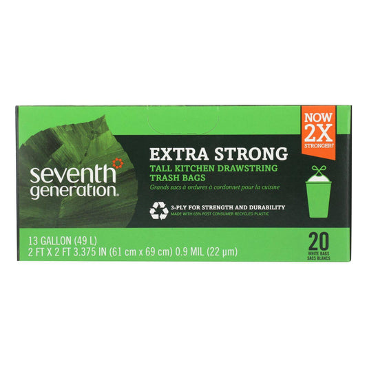 Seventh Generation Extra Strong Tall Kitchen Trash Bags - 13 Gallon - Case Of 12 - 20 Count | OnlyNaturals.us