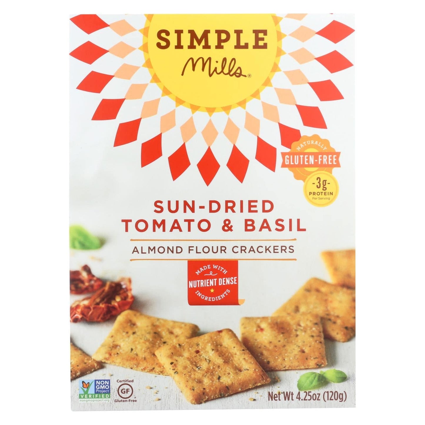 Buy Simple Mills Sun Dried Tomato And Basil Almond Flour Crackers - Case Of 6 - 4.25 Oz.  at OnlyNaturals.us