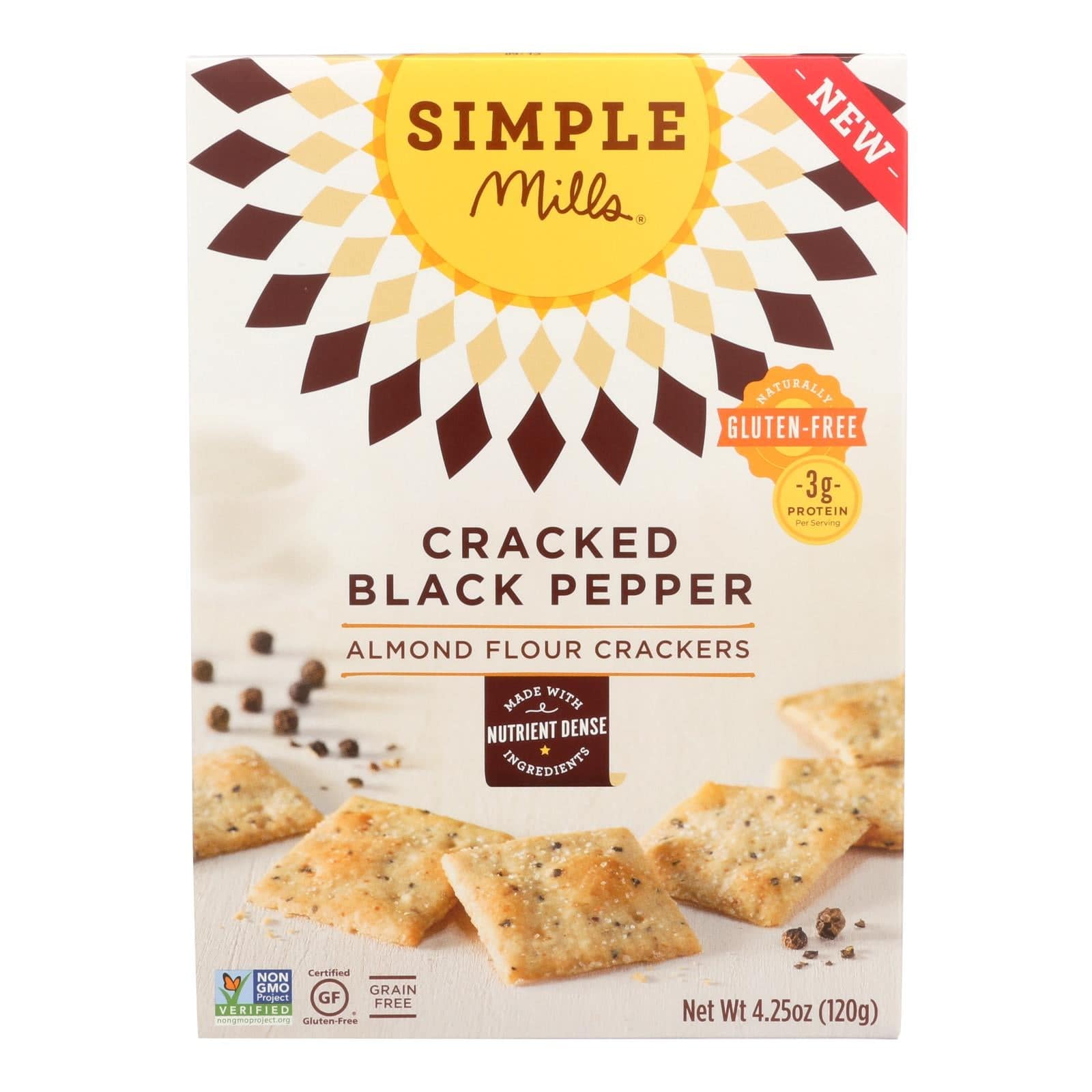 Buy Simple Mills Cracked Black Pepper Almond Flour  - Case Of 6 - 4.25 Oz  at OnlyNaturals.us