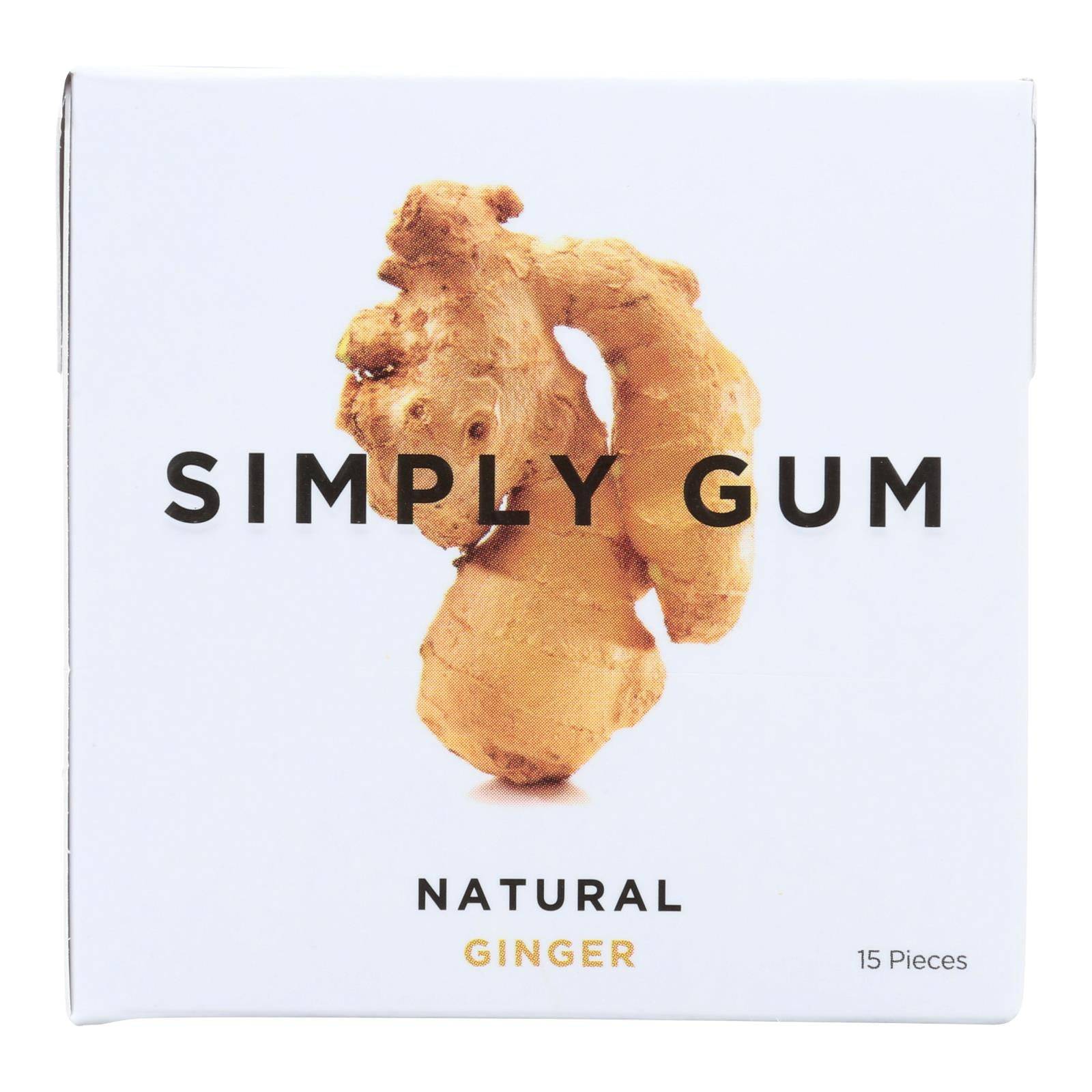 Simply Gum All Natural Gum - Ginger - Case Of 12 - 15 Count | OnlyNaturals.us