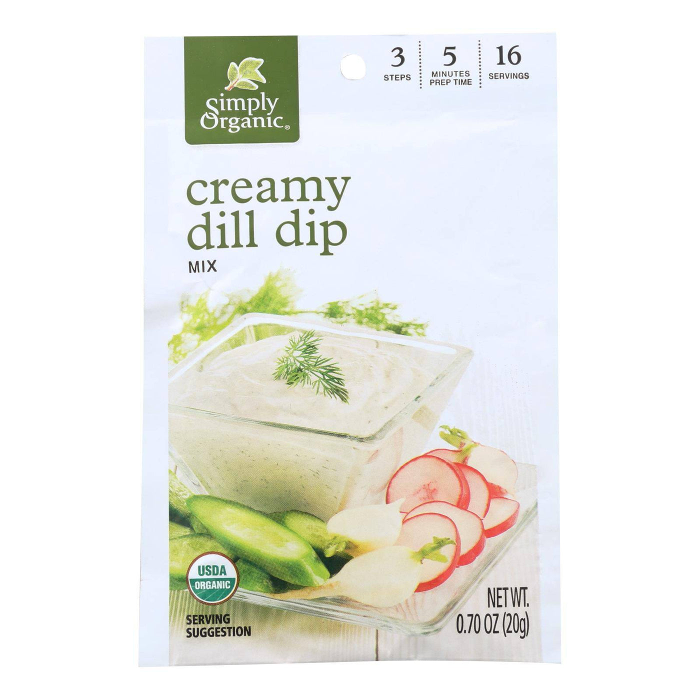 Simply Organic Creamy Dill Dip Mix - Case Of 12 - 0.7 Oz. | OnlyNaturals.us