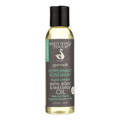 Soothing Touch Bath Body And Massage Oil - Organic - Ayurveda - Peppermint Rosemary - Muscle Comfort - 4 Oz | OnlyNaturals.us