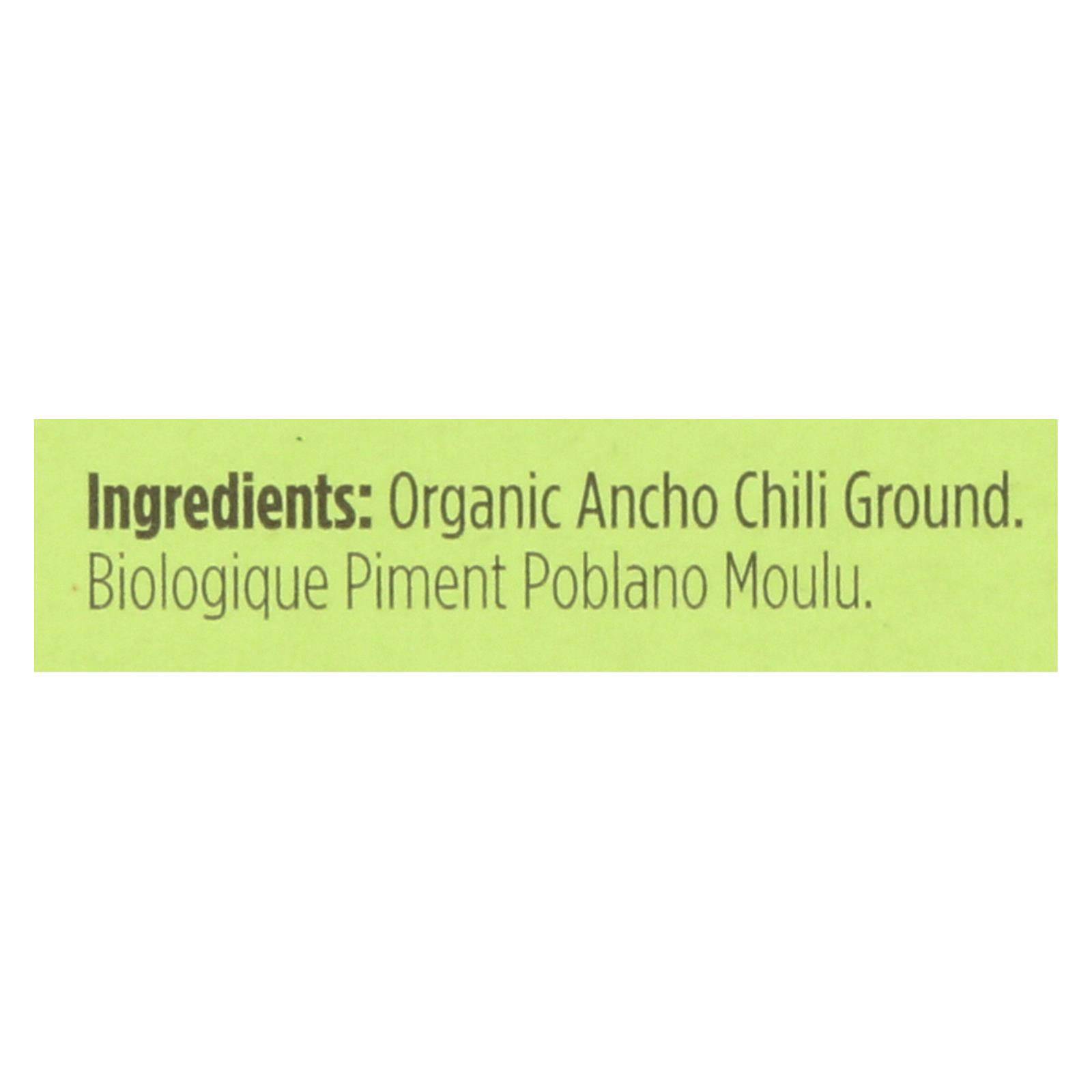 Spicely Organics - Organic Ancho Chili - Ground - Case Of 6 - 0.45 Oz. | OnlyNaturals.us