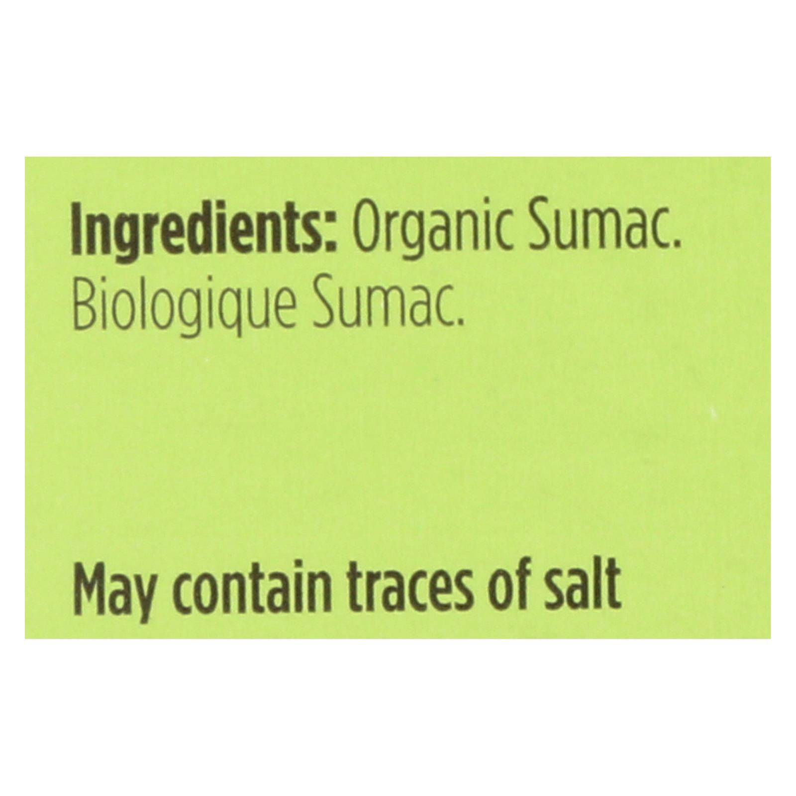 Buy Spicely Organics - Organic Sumac - Case Of 6 - 0.45 Oz.  at OnlyNaturals.us