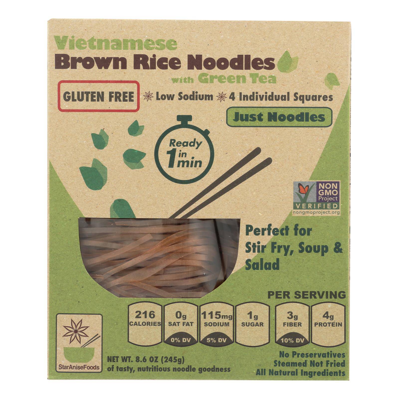 Buy Star Anise Foods Noodles - Brown Rice - Vietnamese - With Organic Green Tea - 8.6 Oz - Case Of 6  at OnlyNaturals.us