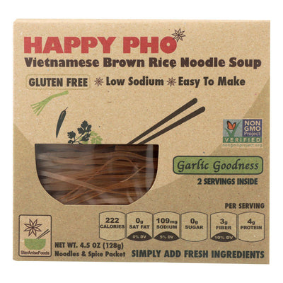Buy Happy Pho Brown Rice Noodle Soup Mix, Garlic Goodness  - Case Of 6 - 4.5 Oz  at OnlyNaturals.us