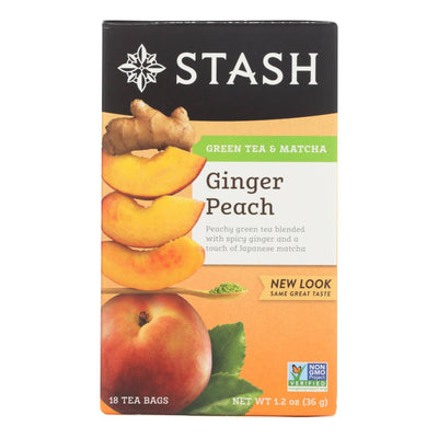 Stash Tea Ginger Peach Green W- Matcha - 18 Tea Bags - Case Of 6 | OnlyNaturals.us