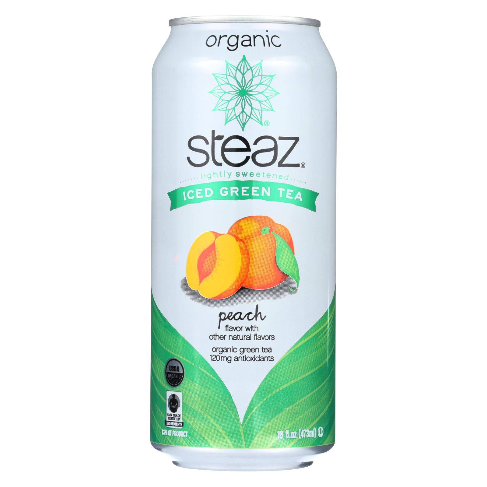 Buy Steaz Lightly Sweetened Green Tea - Peach - Case Of 12 - 16 Fl Oz.  at OnlyNaturals.us