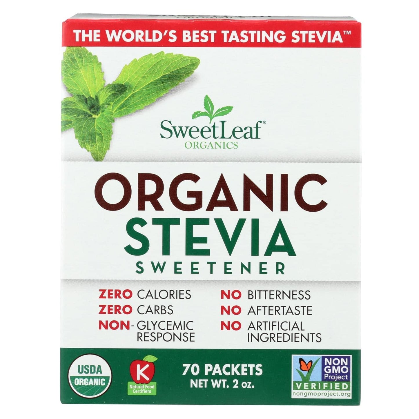 Sweet Leaf Sweetener - Organic - Stevia - 70 Count | OnlyNaturals.us