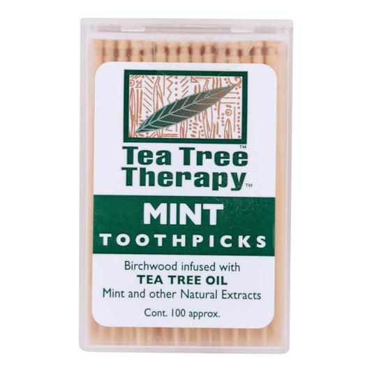 Tea Tree Therapy Toothpicks - 100 Toothpicks - Case Of 12 | OnlyNaturals.us