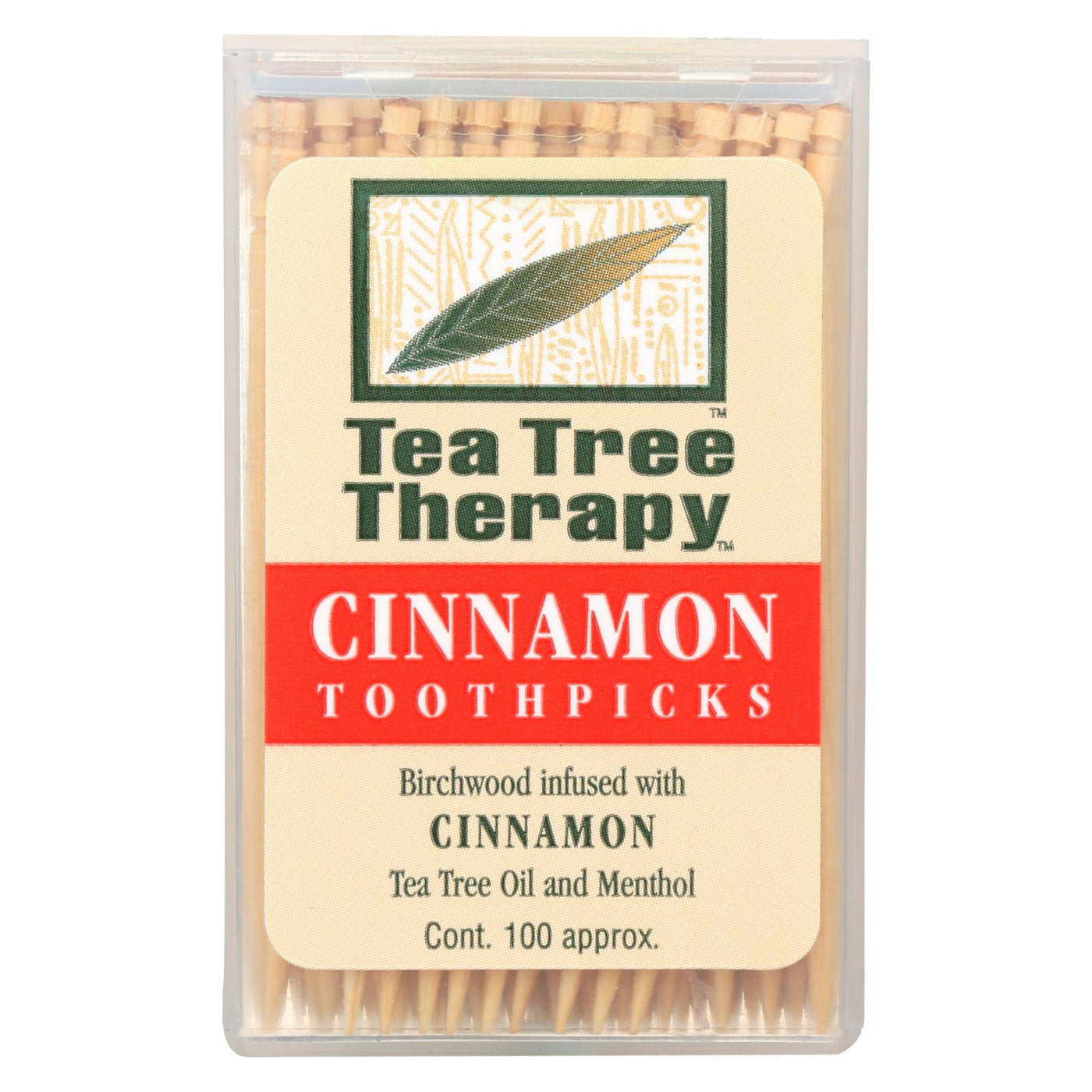 Tea Tree Therapy Toothpicks Cinnamon - 100 Toothpicks - Case Of 12 | OnlyNaturals.us