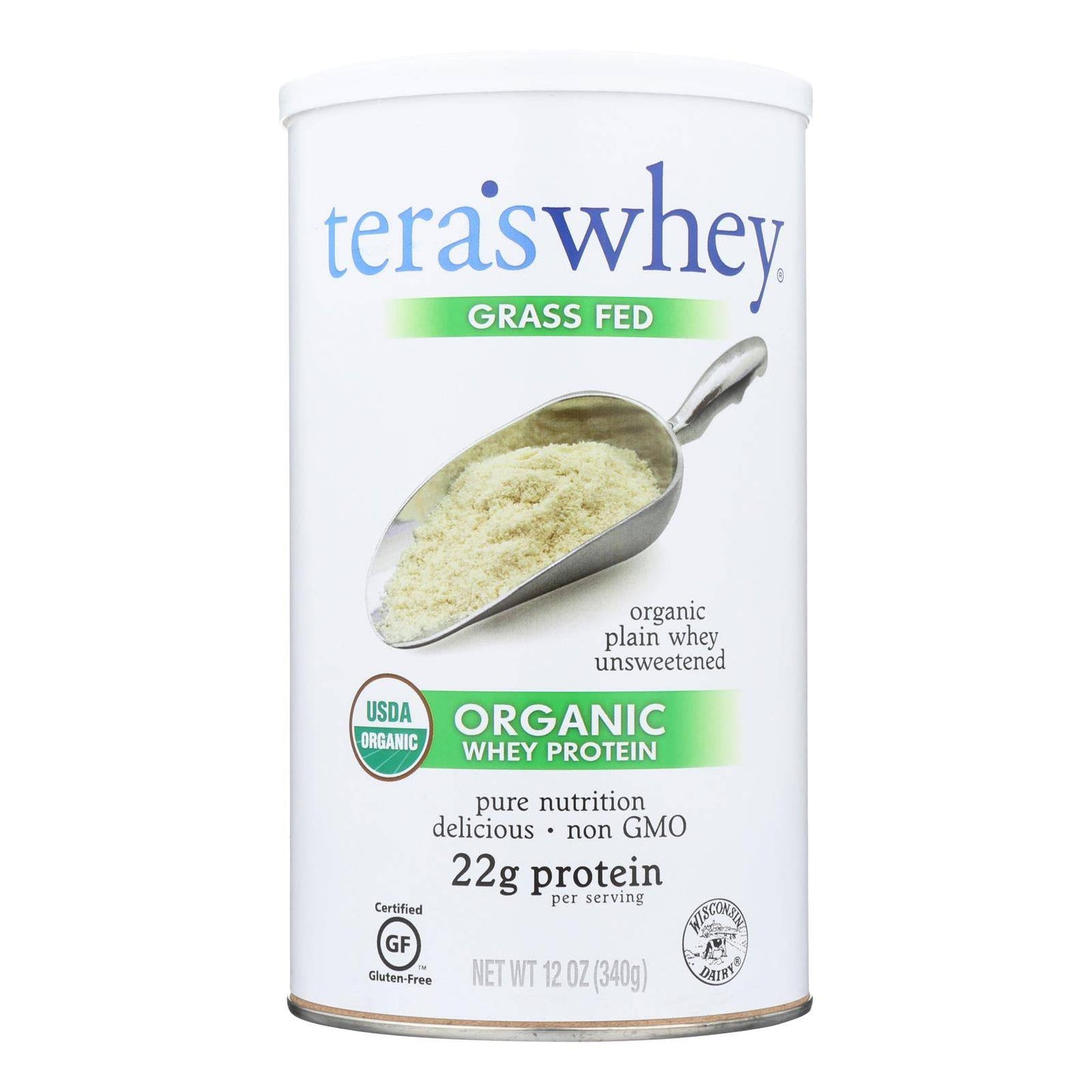 Teras Whey Protein Powder - Whey - Organic - Plain Unsweetened - 12 Oz | OnlyNaturals.us