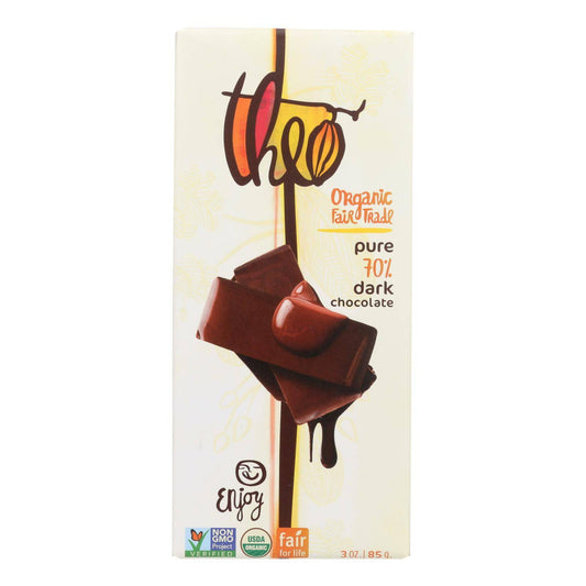 Buy Theo Chocolate Organic Chocolate Bar - Classic - Dark Chocolate - 70 Percent Cacao - Pure - 3 Oz Bars - Case Of 12  at OnlyNaturals.us