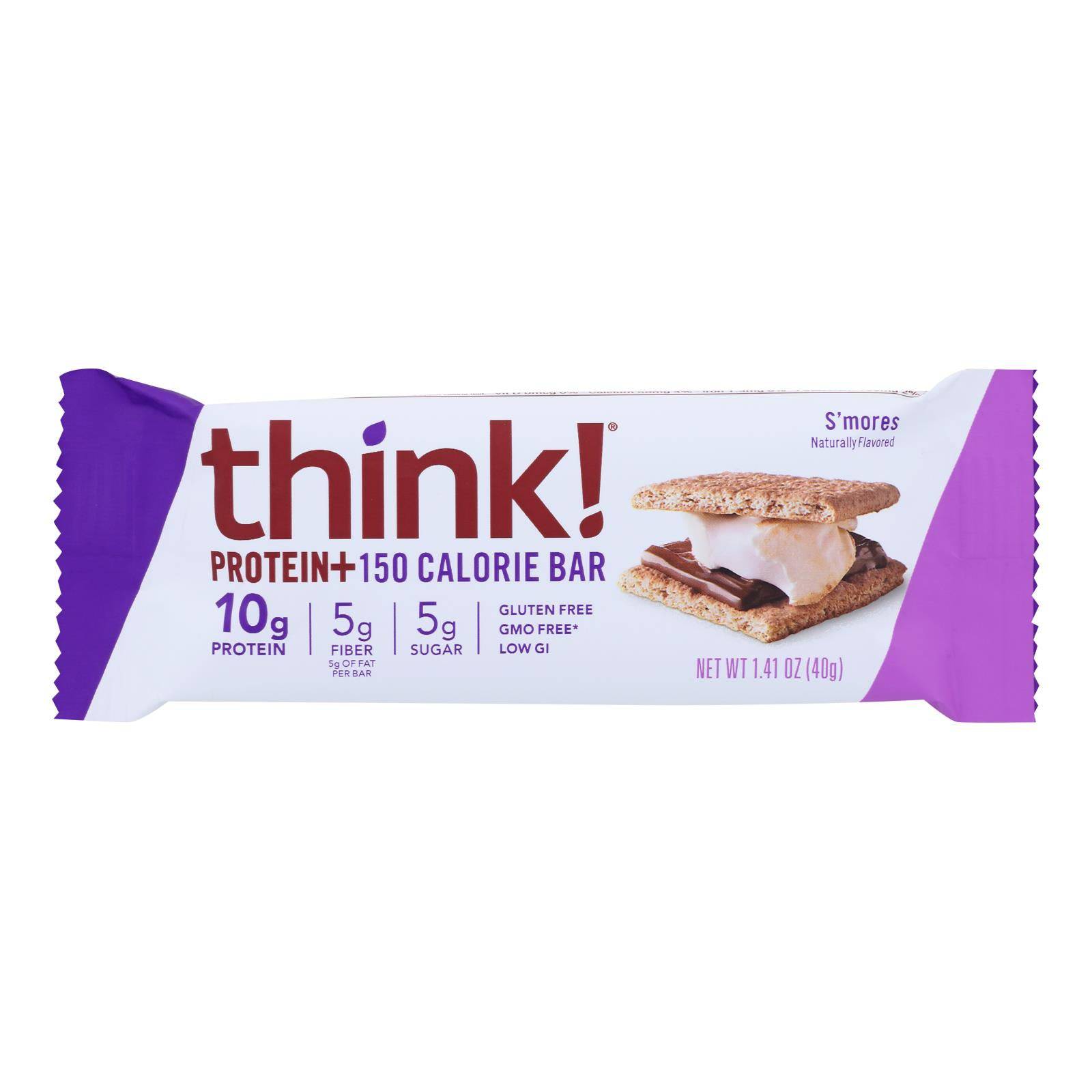 Buy Think! Thin Protein And Fiber Bar - S'mores - Case Of 10 - 1.41 Oz  at OnlyNaturals.us