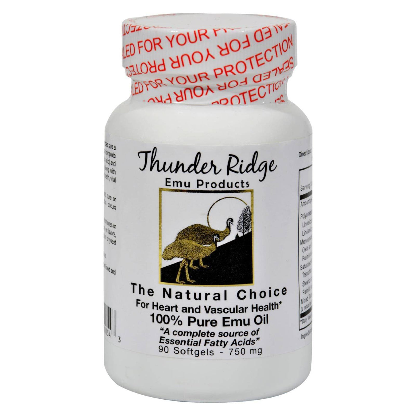 Buy Thunder Ridge 100% Pure Emu Oil - 750 Mg - 90 Softgels  at OnlyNaturals.us