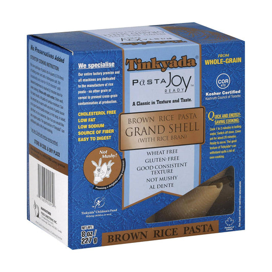 Tinkyada Brown Rice Pasta - Grand Shell - Case Of 12 - 8 Oz | OnlyNaturals.us