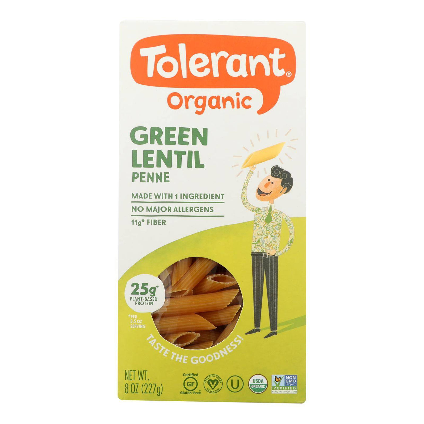 Tolerant Simply Legumes Green Lentil Pasta - Penne - Case Of 6 - 8 Oz. | OnlyNaturals.us