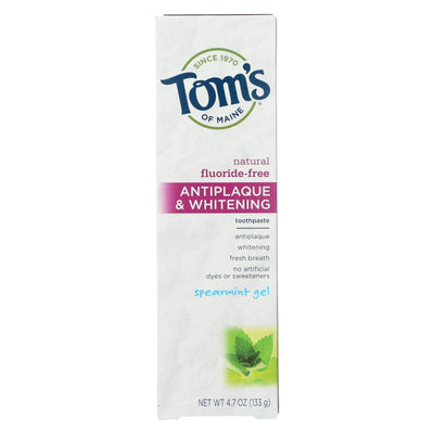 Buy Tom's Of Maine Antiplaque And Whitening Toothpaste Spearmint Gel - 4.7 Oz - Case Of 6  at OnlyNaturals.us