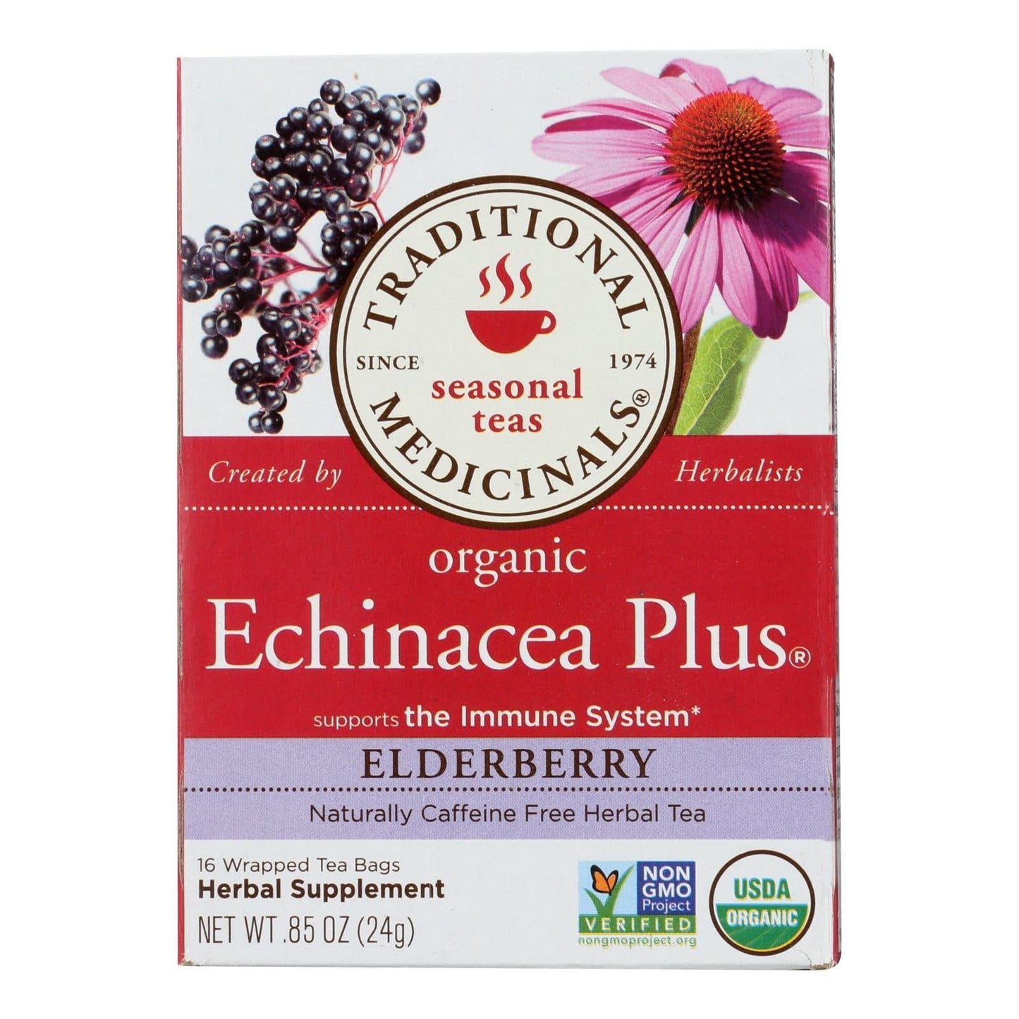 Traditional Medicinals Organic Echinacea Elder Tea -caffeine Free - Case Of 6 - 16 Bags | OnlyNaturals.us