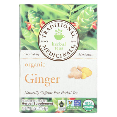 Traditional Medicinals Organic Ginger Herbal Tea - 16 Tea Bags - Case Of 6 | OnlyNaturals.us