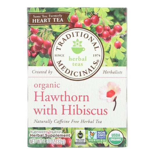 Traditional Medicinals Organic Heart Tea - Hawthorn With Hibiscus - Case Of 6 - 16 Bags | OnlyNaturals.us