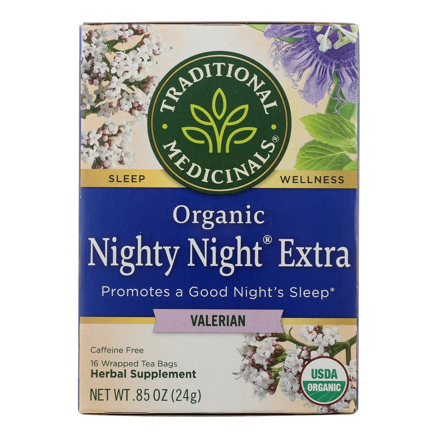 Buy Traditional Medicinals Organic Herbal Tea - Nighty Night Valerian - Case Of 6 - 16 Bags  at OnlyNaturals.us