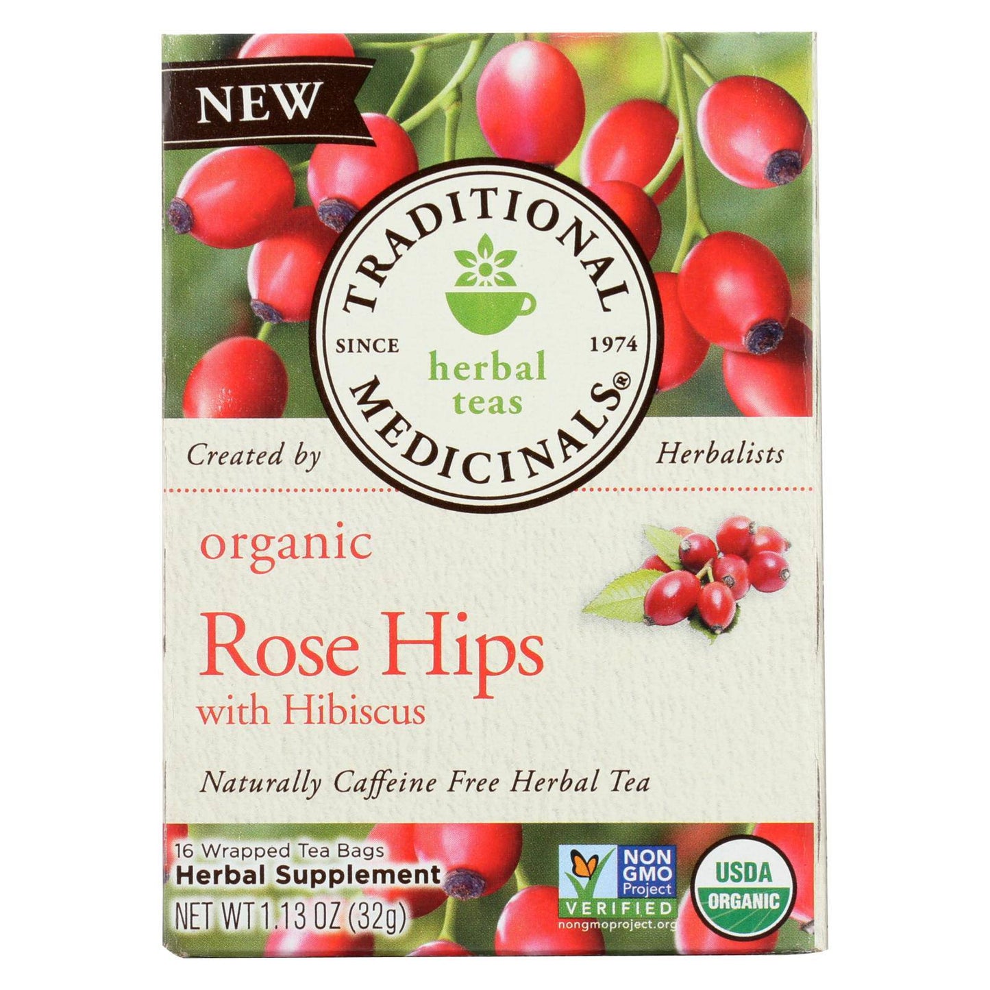 Traditional Medicinals Organic Herbal Tea - Rose Hips With Hibiscus - Case Of 6 - 16 Count | OnlyNaturals.us