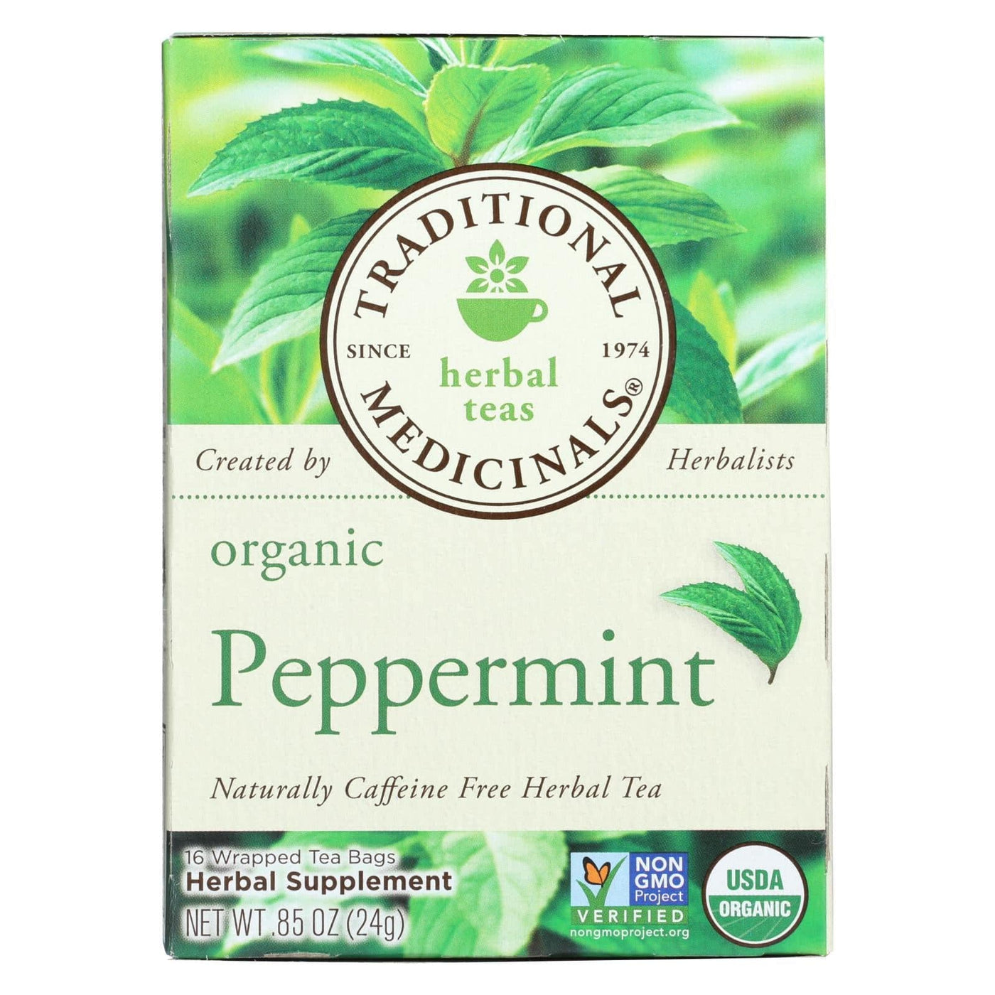 Traditional Medicinals Organic Peppermint Herbal Tea - Caffeine Free - Case Of 6 - 16 Bags | OnlyNaturals.us