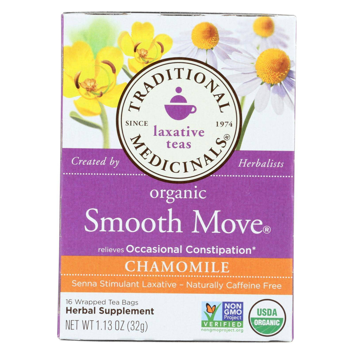 Buy Traditional Medicinals Organic Smooth Move Chamomile Herbal Tea - 16 Tea Bags - Case Of 6  at OnlyNaturals.us
