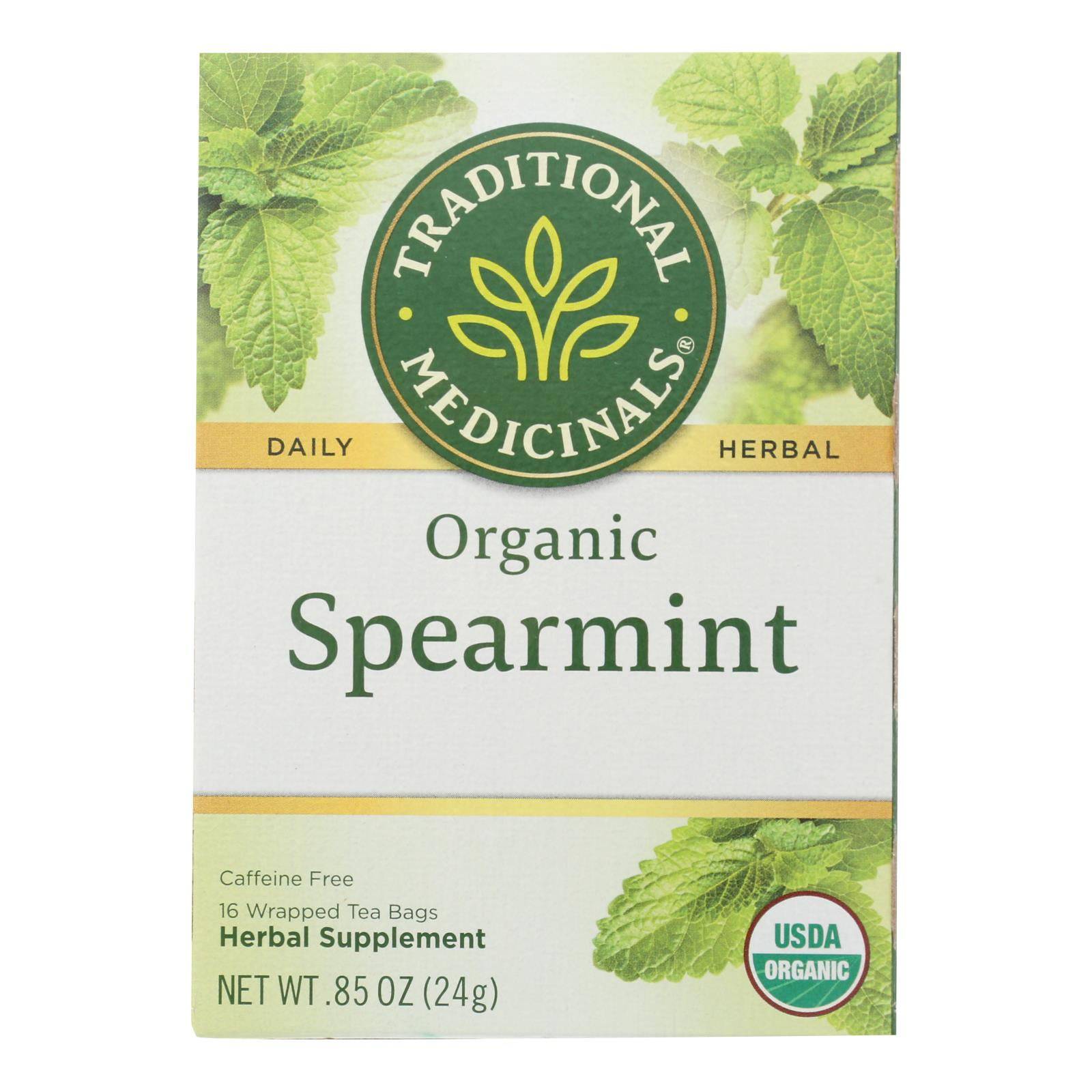 Traditional Medicinals Organic Spearmint Herbal Tea - 16 Tea Bags - Case Of 6 | OnlyNaturals.us