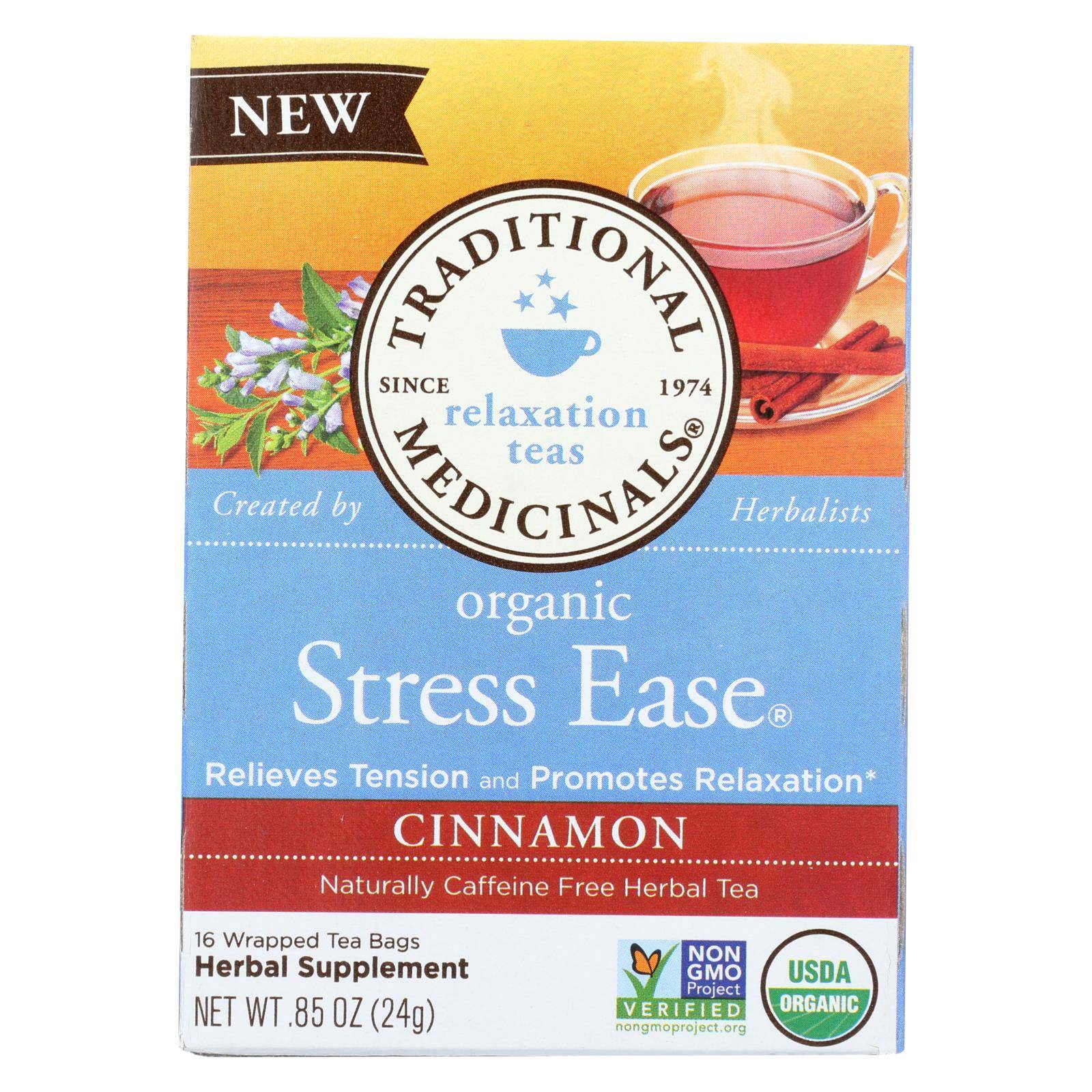 Buy Traditional Medicinals Relaxation Tea - Stress Ease Cinnamon - Case Of 6 - 16 Bags  at OnlyNaturals.us