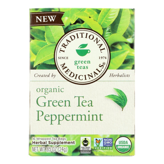 Traditional Medicinals Tea - Organic - Green Tea - Ppprmnt - 16 Ct - 1 Case | OnlyNaturals.us