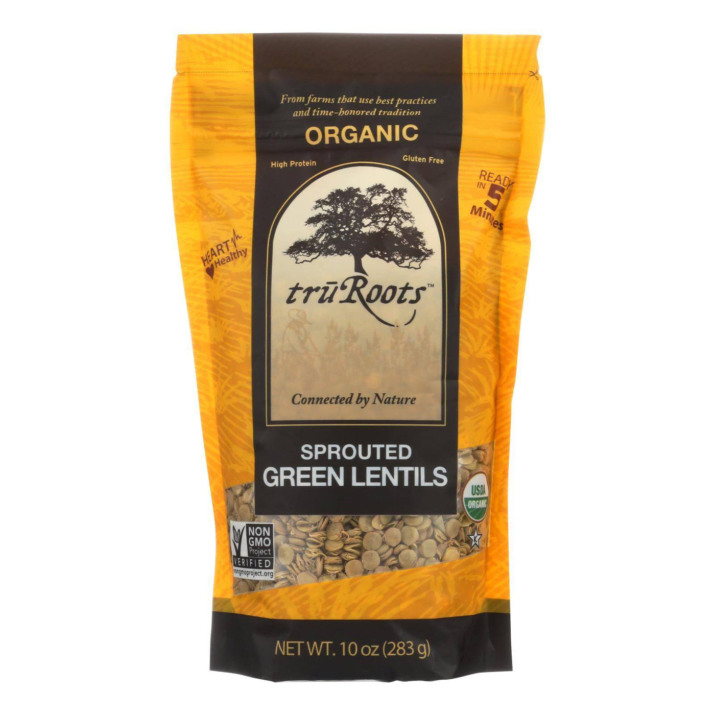 Truroots Organic Green Lentils - Sprouted - Case Of 6 - 10 Oz. | OnlyNaturals.us