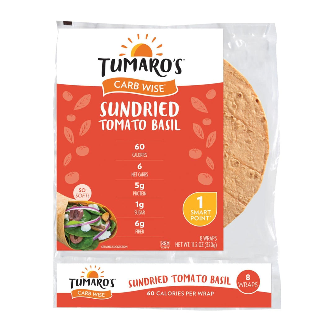 Tumaro's 8-inch Sundried Tomato Basil Carb Wise Wraps - Case Of 6 - 8 Ct | OnlyNaturals.us