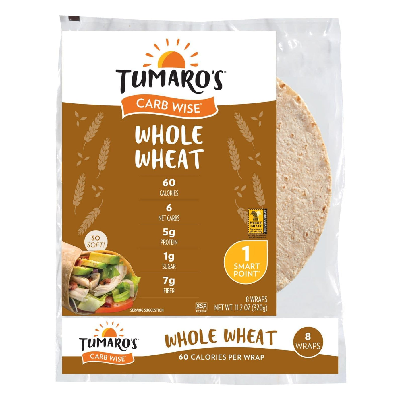 Tumaro's 8-inch Whole Wheat Carb Wise Wraps - Case Of 6 - 8 Ct | OnlyNaturals.us