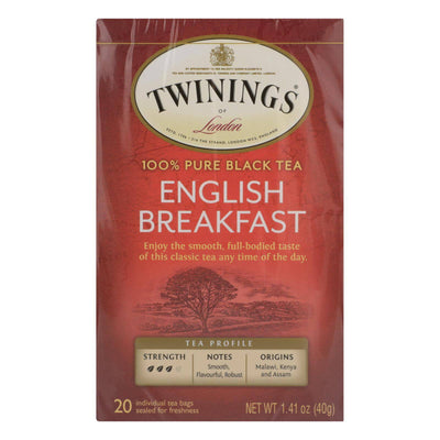 Twinings Tea English Breakfast Tea - Black Tea - Case Of 6 - 20 Bags | OnlyNaturals.us